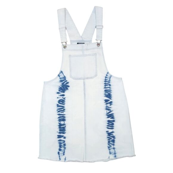 Wild Fable‎ Women's Tie Dye Denim Pinafore Mini Short Jean Dress Overalls Blue M - Picture 14 of 14
